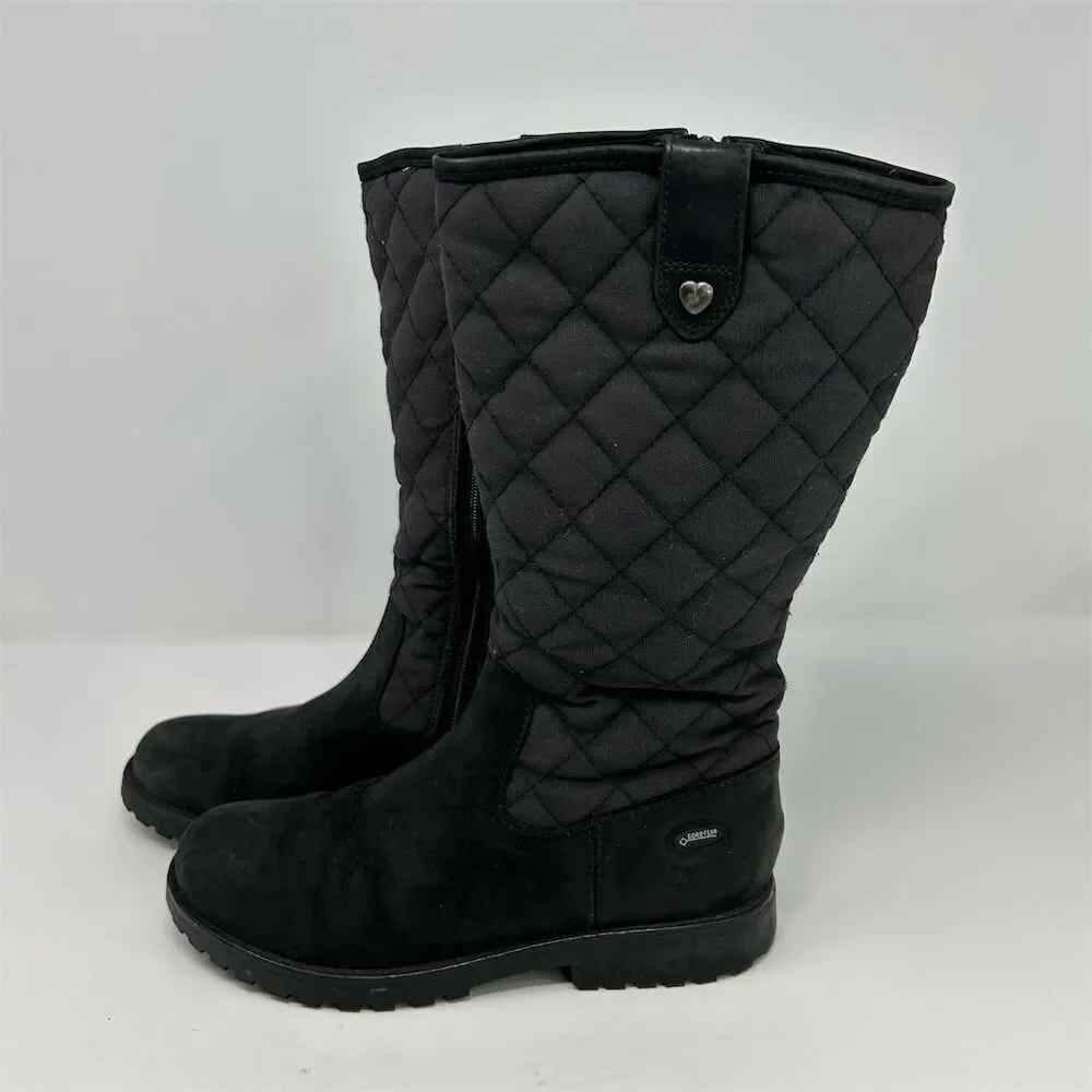 Clarks Boys or Girls Quilted Waterproof Snow Boots Black Size 2 Winter Casual